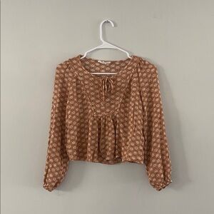 Wilde Skye Cream Floral Women's Top Boho Flowy Rayon XS Neutral